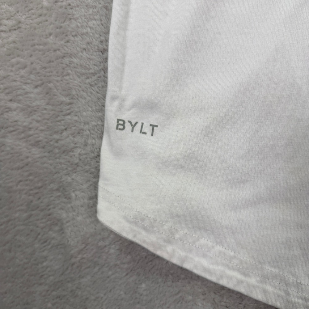 BYLT Mens XL Prism Dye Tee Adult White Grey Short Sleeve Curved Hem Streetwear - Picture 2 of 7
